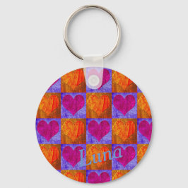 ボタパーソナライズされたンのキーリング – アポップ・アートのートハート キーホルダー