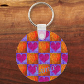 ボタパーソナライズされたンのキーリング – アポップ・アートのートハート キーホルダー (正面)