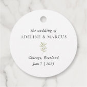 ボタミニマルニカルモノグラム結婚式の引き出物ラベル フェイバータグ (裏面)