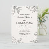 ボタミニマルニカルラインア結婚ート 招待状 (スタンド正面)