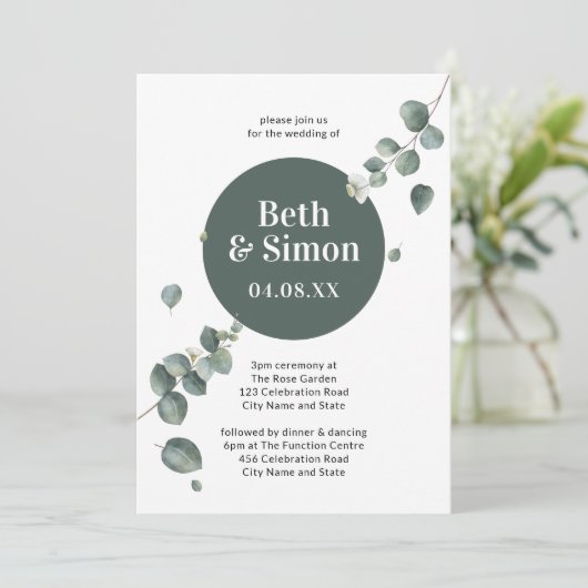 ボタモダンエレガントニカルサークル結婚式招待状 招待状 (スタンド正面)