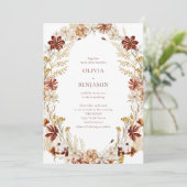 ボタモダンエレガントニカルブルゴーニュリース結婚ズ 招待状 (スタンド正面)