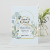 ボタモダンニカルアクアシーグラス金ゴールド結婚式の招待 招待状 (スタンド正面)