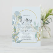 ボタモダンニカルアクアシーグラス金ゴールド結婚式の招待 招待状 (スタンド正面)