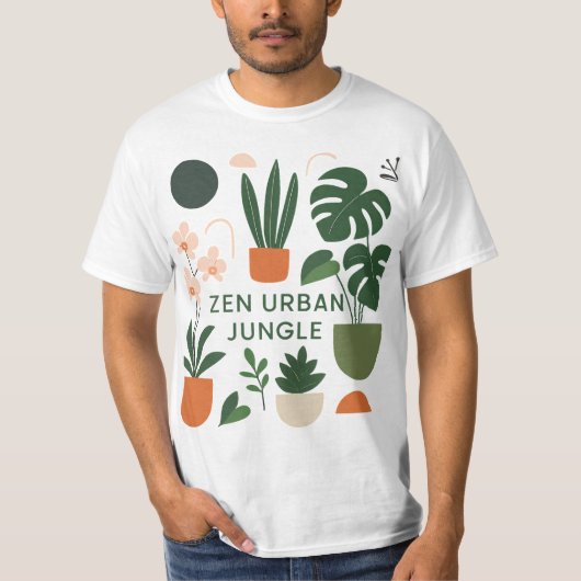 ボタモダンニカルアートプリント:Zen Urban Jungle House Tシャツ (正面)