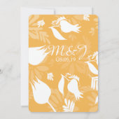 ボタモダンニカルイエローグレーフローラチューリップ結婚ズ 招待状 (裏面)