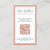 ボタモダンニカルウォーターの色あなたのQRコードティール(緑がかった色)を追加 名刺 (裏面)