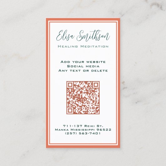 ボタモダンニカルウォーターの色あなたのQRコードティール(緑がかった色)を追加 名刺 (裏面)