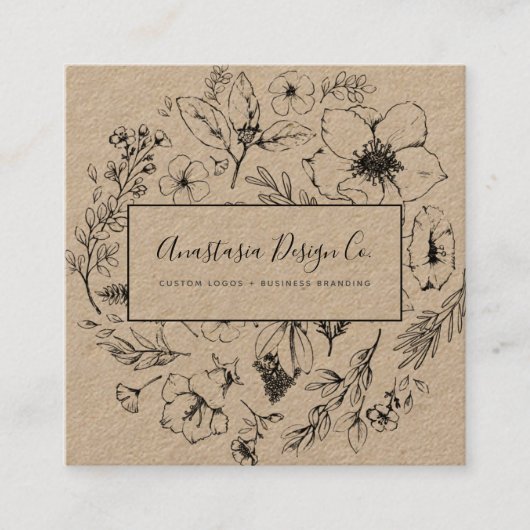 ボタモダンニカルクラフトとブラックスクリプトスクエア スクエア名刺 (正面)