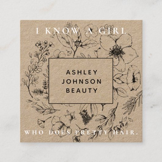 ボタモダンニカルクラフトブラック&ホワイト紹介カード スクエア名刺 (正面)