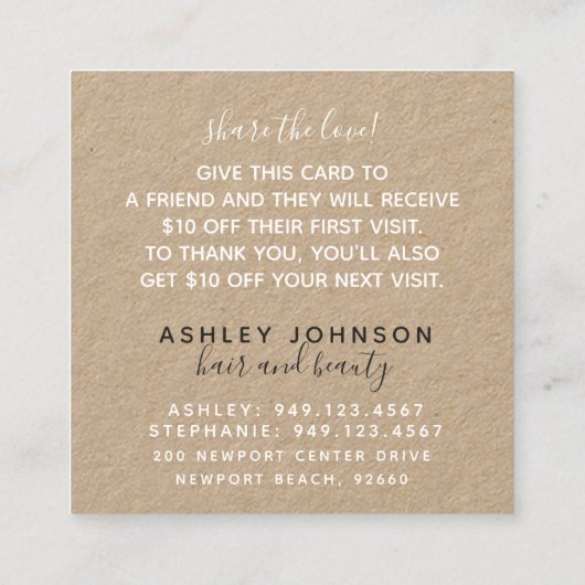 ボタモダンニカルクラフトブラック&ホワイト紹介カード スクエア名刺 (裏面)