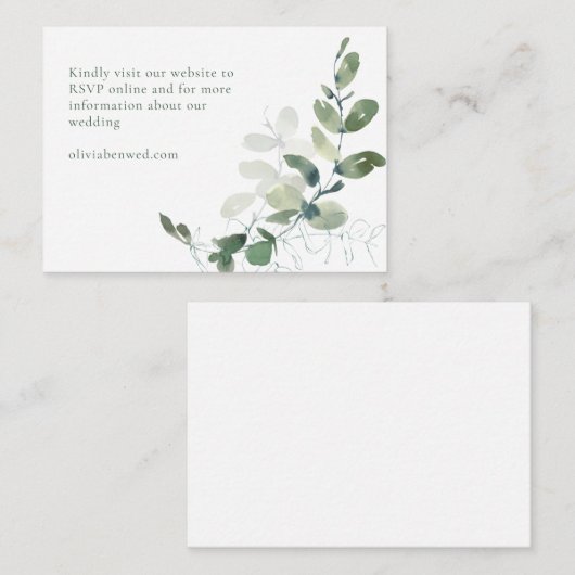 ボタモダンニカルグエレガントリーンユーカリ結婚ス エンクロージャーカード (正面/裏面)