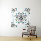 ボタモダンニカルグリーンリーボヘミアンマンダラの名前 タペストリー (インサイチュ(横))