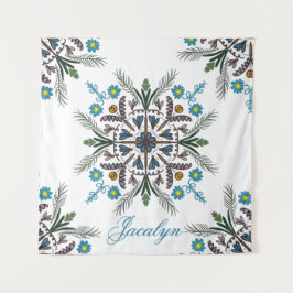 ボタモダンニカルグリーンリーボヘミアンマンダラの名前 タペストリー