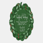 ボタモダンニカルグリーン – 写真 – 最も幸せな休日 オーナメントカード (右)