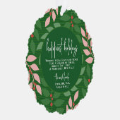 ボタモダンニカルグリーン – 写真 – 最も幸せな休日 オーナメントカード (右)