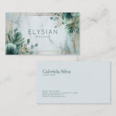 ボタモダンニカルグリーン&金ゴールド大理石 名刺 (正面/裏面)