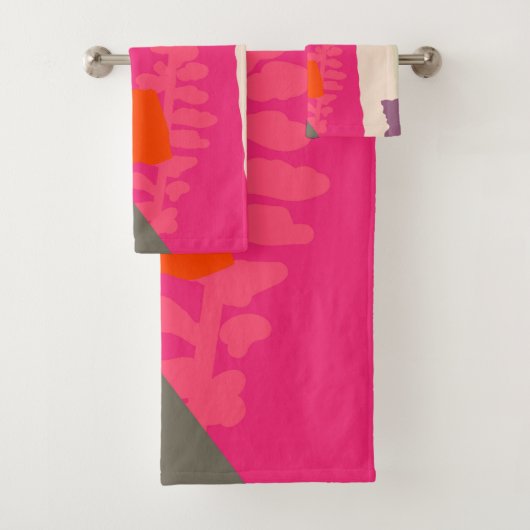 ボタモダンニカルシルエットカラーブ芸術的ロック バスタオルセット (インサイチュ)