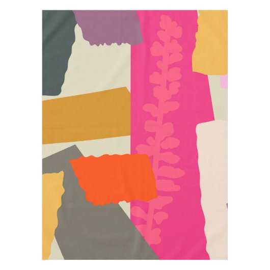 ボタモダンニカルシルエ芸術的ットカラーブロック テーブルクロス (正面)