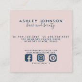 ボタモダンニカルネイビーブルー+赤面ピンクスクエア スクエア名刺 (裏面)