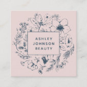 ボタモダンニカルネイビーブルー+赤面ピンクスクエア スクエア名刺 (正面)