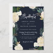 ボタモダンニカルネイビー結婚式招待状 招待状 (正面)