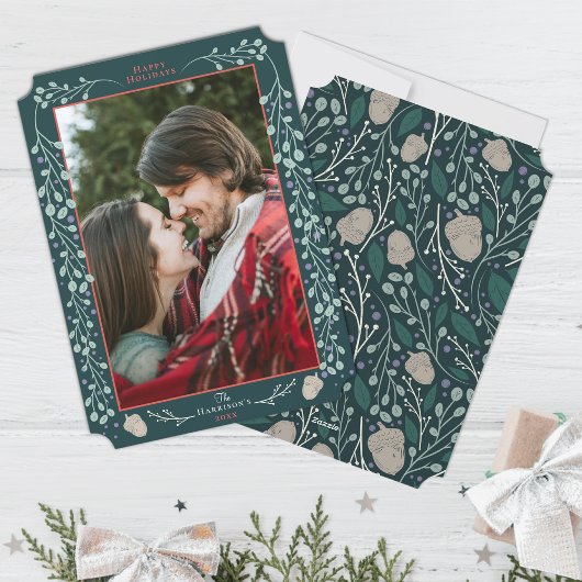 ボタモダンニカルハンターグリーン2024クリスマスフォト シーズンカード