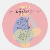 ボタモダンニカルパステルラインアートマザーズデイ ラウンドシール (正面)