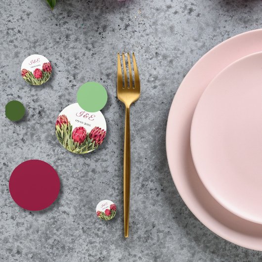 ボタモダンニカルピンクプロテア結婚フローラズゲスト コンフェッティ