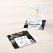 ボタモダンニカルフローラエレガントシック結婚ズ スクエアペーパーコースター (インサイチュ)