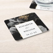 ボタモダンニカルフローラエレガントシック結婚ズ スクエアペーパーコースター (アングル)