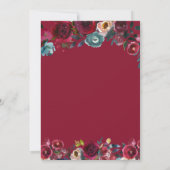 ボタモダンニカルブルゴーニュ海軍フローラ結婚ズ 招待状 (裏面)