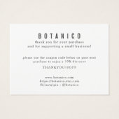 ボタモダンニカルホワイトグレーフローラサンキューカード (裏面)