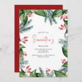 ボタモダンニカルボーダークリスマスブライダルシャワーI 招待状 (正面/裏面)