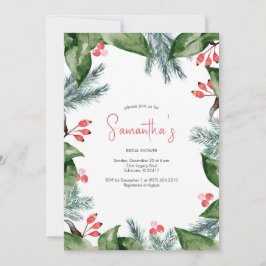 ボタモダンニカルボーダークリスマスブライダルシャワーI 招待状