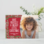 ボタモダンニカルメリークリスマスフォト深い赤 シーズンカード (スタンド正面)