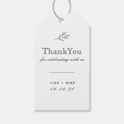 ボタモダンニカルラインアート結婚式の引き出物ありがとう ギフトタグ (正面)