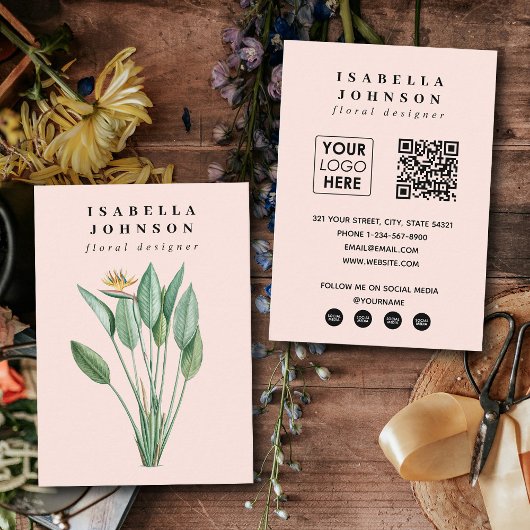 ボタモダンニカルロゴピンクQRコードソーシャルメディア 名刺