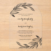 ボタモダンニカル黒図解入りの、写真付きの離れ アクリル招待状 (正面)