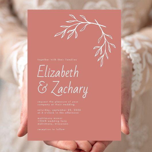 ボタモダンミニマルニカルテラコタ結婚ズ 招待状