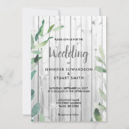 ボタモダンンウォーター結婚カラー葉オリーブ 招待状