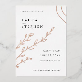 ボタモダンンエレガントカル保存日付 箔招待状