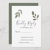 ボタモダンンエレガントク離れウェディングRSVP 招待状 (正面/裏面)