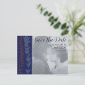 ボタユニークニカルブルー日付を保存 案内ポストカード (スタンド正面)