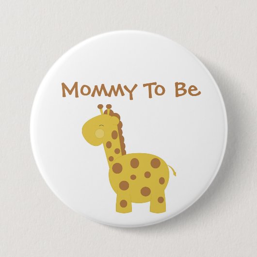 ボタンがある幸せなジャングルのベビーシャワーのお母さん 缶バッジ (正面)