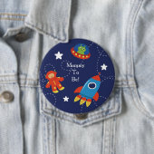 ボタンがある青い外国の宇宙のパーソナライズなお母さん 缶バッジ (インサイチュ)