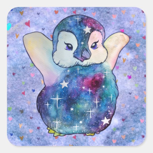 ボタンという名のペンギン スクエアシール (正面)
