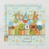 ボタンとしてかわいいありがとう サンキューカード (正面/裏面)