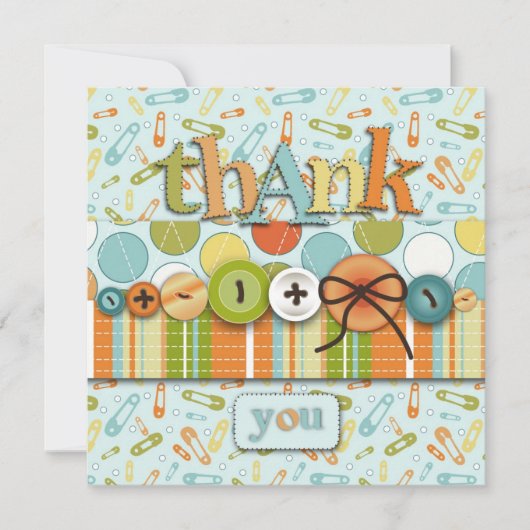 ボタンとしてかわいいありがとう サンキューカード (正面)