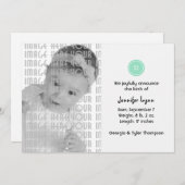 ボタンとしてかわいい(ターコイズ) 案内状 (正面/裏面)